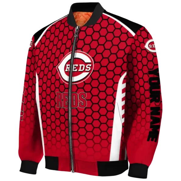 customized cincinnati reds hexagon grid red bomber jacket best selling