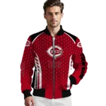 customized cincinnati reds hexagon grid red bomber jacket best selling