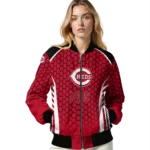 customized cincinnati reds hexagon grid red bomber jacket best selling