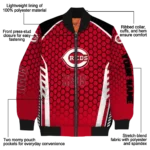 customized cincinnati reds hexagon grid red bomber jacket best selling