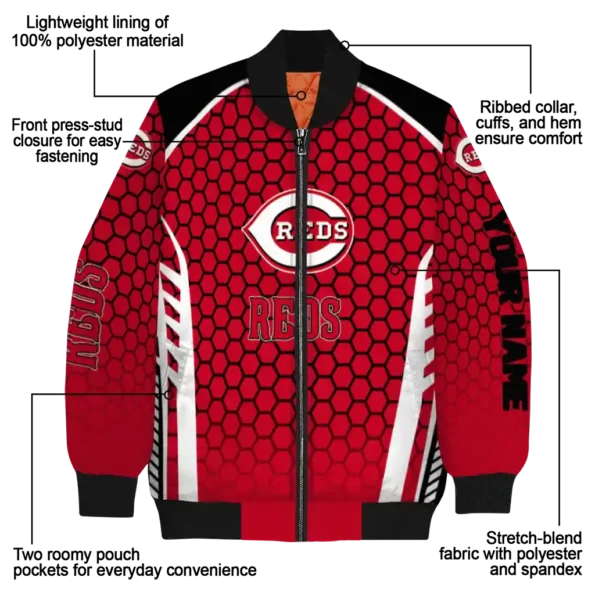 customized cincinnati reds hexagon grid red bomber jacket new arrival