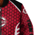 customized cincinnati reds hexagon grid red bomber jacket best selling