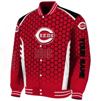customized cincinnati reds hexagon grid red varsity jacket best selling