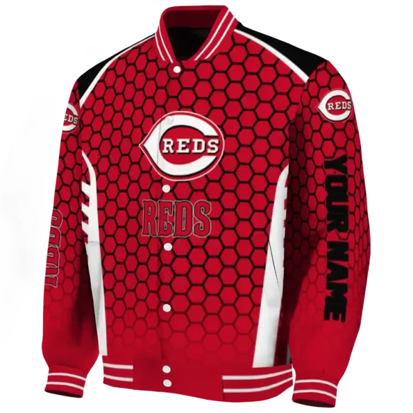 customized cincinnati reds hexagon grid red varsity jacket best selling
