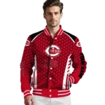 customized cincinnati reds hexagon grid red varsity jacket best selling
