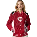 customized cincinnati reds hexagon grid red varsity jacket best selling