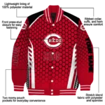 customized cincinnati reds hexagon grid red varsity jacket best selling