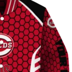 customized cincinnati reds hexagon grid red varsity jacket best selling