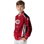 customized cincinnati reds hexagon grid red varsity jacket best selling