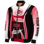 customized cincinnati reds mesh effect red black bomber jacket best selling