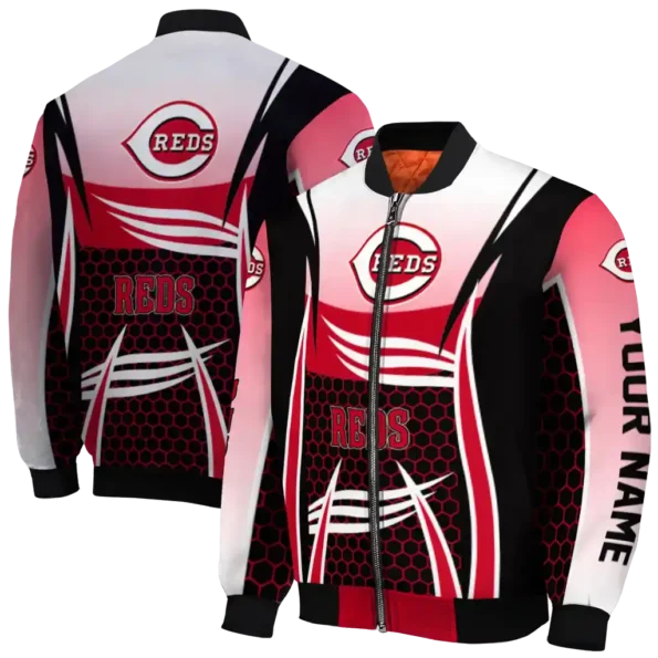 customized cincinnati reds mesh effect red black bomber jacket fashion forward