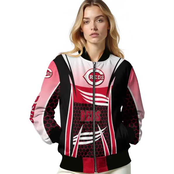 customized cincinnati reds mesh effect red black bomber jacket latest model