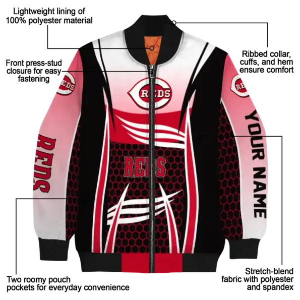 customized cincinnati reds mesh effect red black bomber jacket new arrival