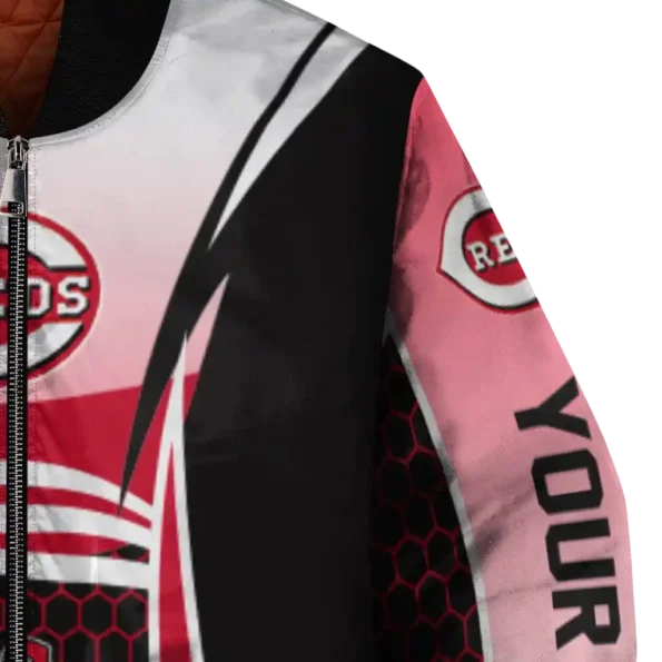 customized cincinnati reds mesh effect red black bomber jacket premium grade