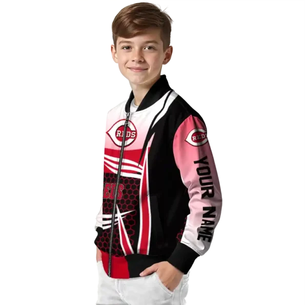 customized cincinnati reds mesh effect red black bomber jacket trendy