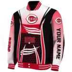 customized cincinnati reds mesh effect red black varsity jacket best selling