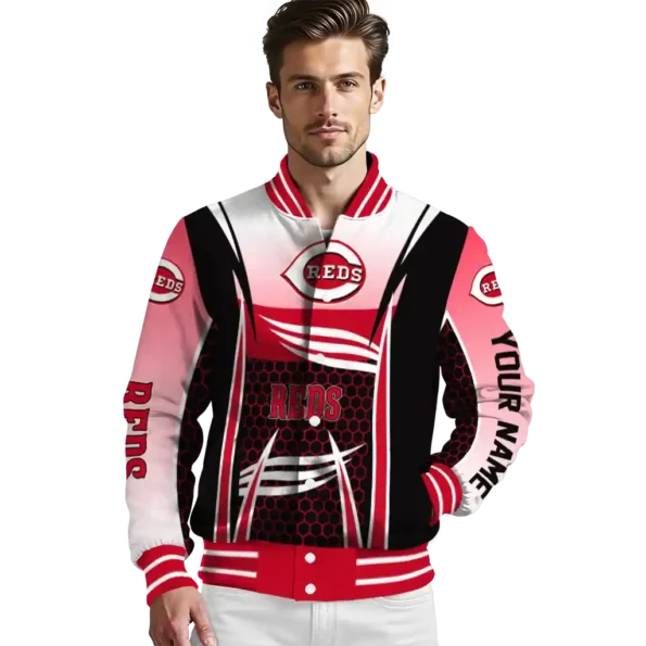customized cincinnati reds mesh effect red black varsity jacket high quality