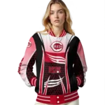 customized cincinnati reds mesh effect red black varsity jacket best selling