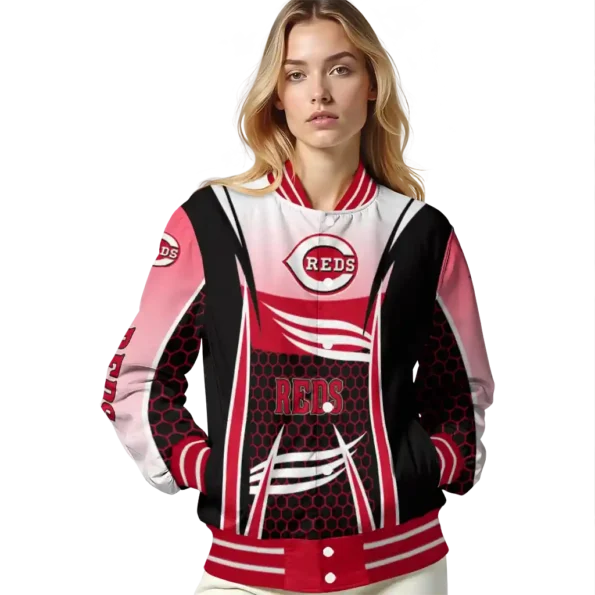 customized cincinnati reds mesh effect red black varsity jacket latest model