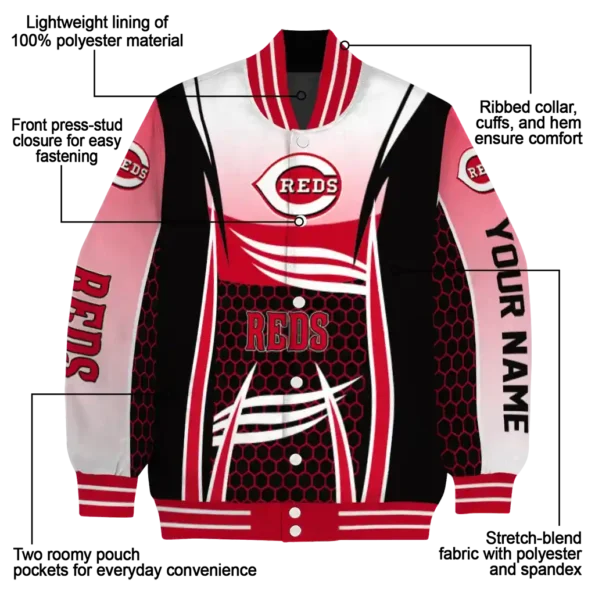 customized cincinnati reds mesh effect red black varsity jacket new arrival