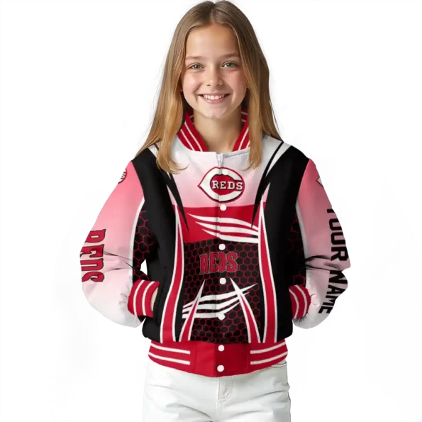 customized cincinnati reds mesh effect red black varsity jacket top rated