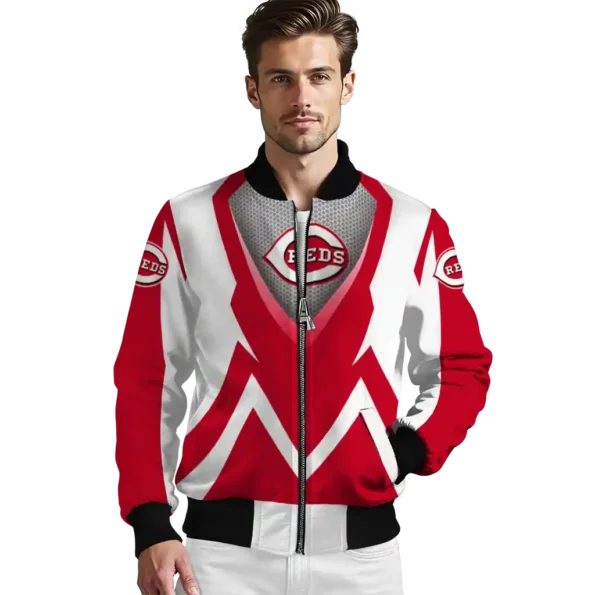 customized cincinnati reds v stripes red white bomber jacket high quality