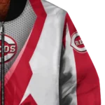 customized cincinnati reds v stripes red white bomber jacket best selling