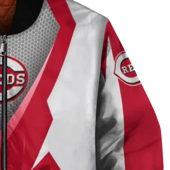 customized cincinnati reds v stripes red white bomber jacket premium grade
