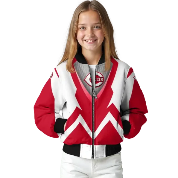 customized cincinnati reds v stripes red white bomber jacket top rated