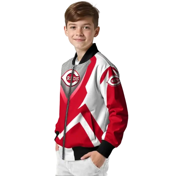customized cincinnati reds v stripes red white bomber jacket trendy