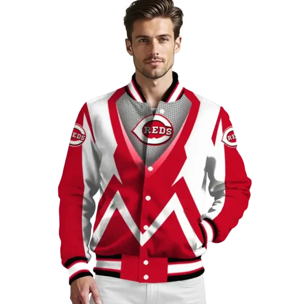 customized cincinnati reds v stripes red white varsity jacket high quality