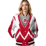 customized cincinnati reds v stripes red white varsity jacket best selling