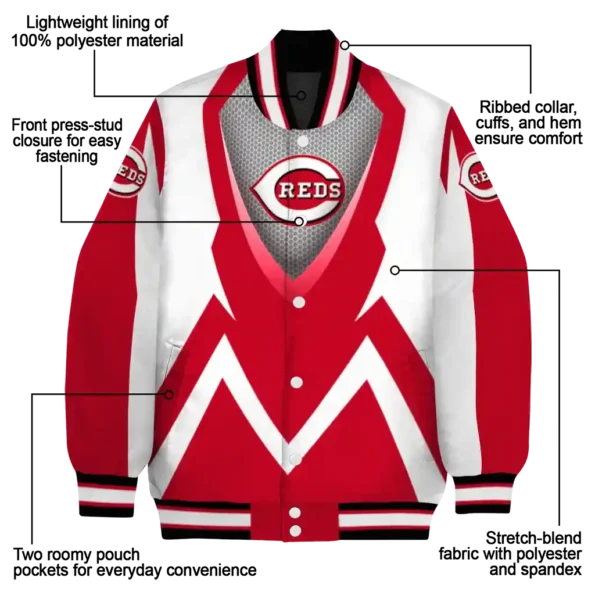 customized cincinnati reds v stripes red white varsity jacket new arrival