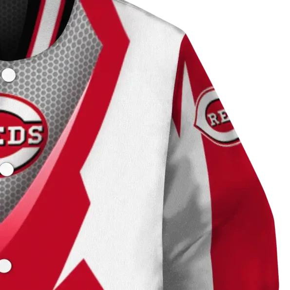 customized cincinnati reds v stripes red white varsity jacket premium grade