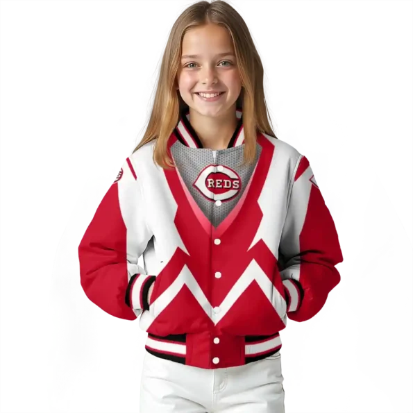 customized cincinnati reds v stripes red white varsity jacket top rated
