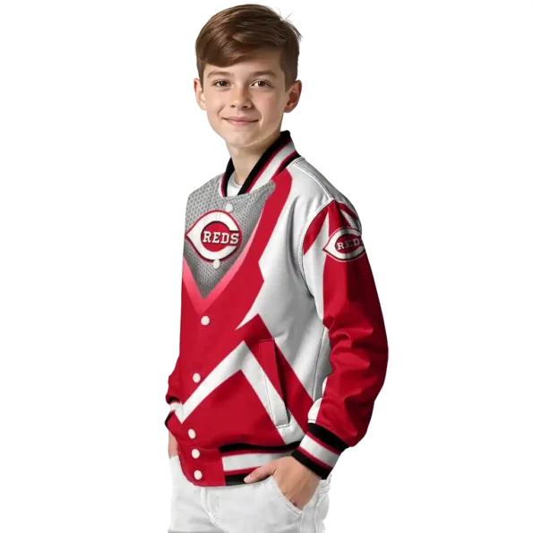 customized cincinnati reds v stripes red white varsity jacket trendy