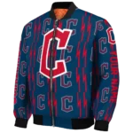 customized cleveland guardians bolt stripe navy blue bomber jacket best selling