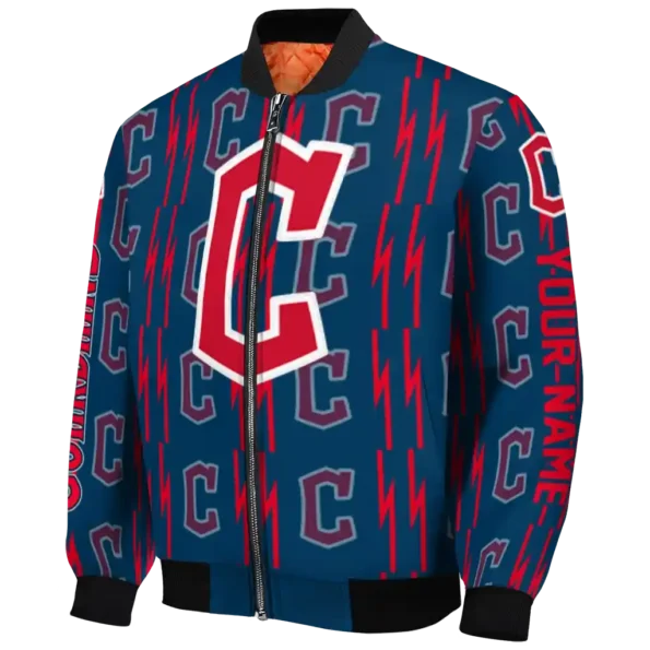 customized cleveland guardians bolt stripe navy blue bomber jacket best selling