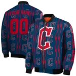 customized cleveland guardians bolt stripe navy blue bomber jacket best selling