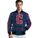 customized cleveland guardians bolt stripe navy blue bomber jacket best selling
