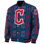 customized cleveland guardians bolt stripe navy blue varsity jacket best selling