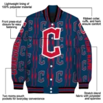 customized cleveland guardians bolt stripe navy blue varsity jacket best selling
