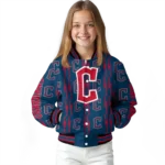customized cleveland guardians bolt stripe navy blue varsity jacket best selling