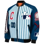 customized cleveland guardians eagle baseball navy blue white bomber jacket best selling