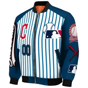 customized cleveland guardians eagle baseball navy blue white bomber jacket best selling