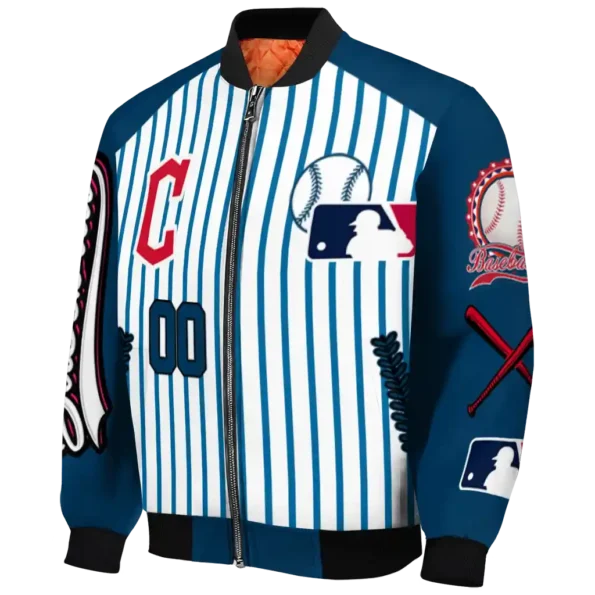 customized cleveland guardians eagle baseball navy blue white bomber jacket best selling