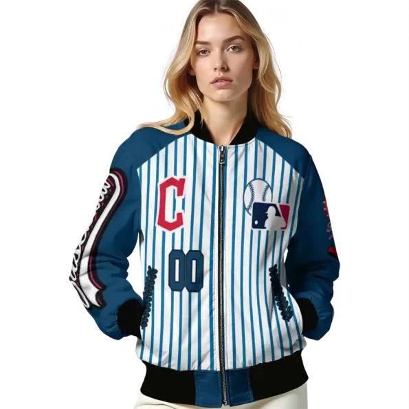 customized cleveland guardians eagle baseball navy blue white bomber jacket latest model
