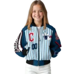 customized cleveland guardians eagle baseball navy blue white bomber jacket best selling