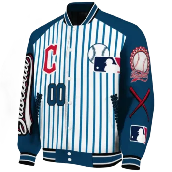 customized cleveland guardians eagle baseball navy blue white varsity jacket best selling