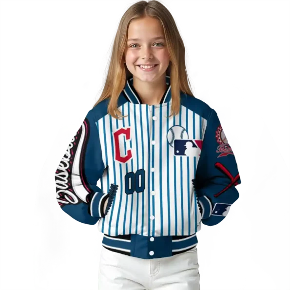 customized cleveland guardians eagle baseball navy blue white varsity jacket top rated